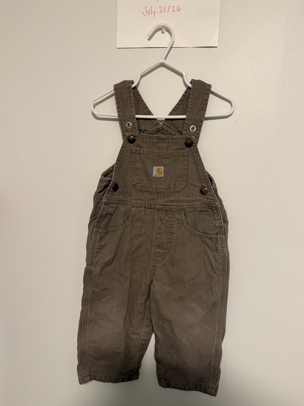 Carhartt Brown Toddler Overalls with Adjustable Straps